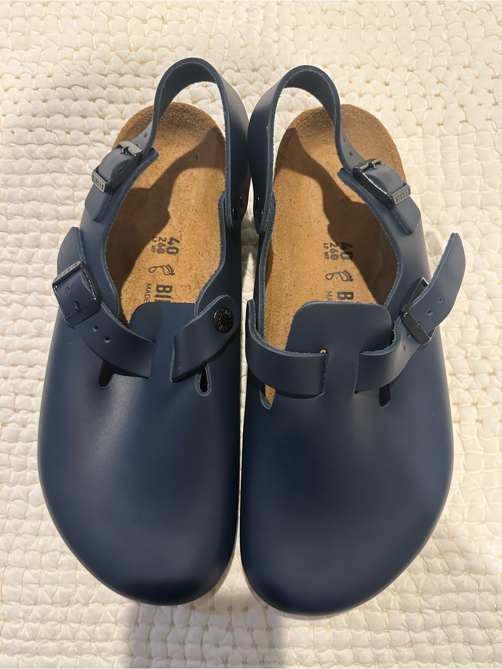 Birkenstock Tokio Super Grip leather clogs navy blue size 40 =men 7 and women 9